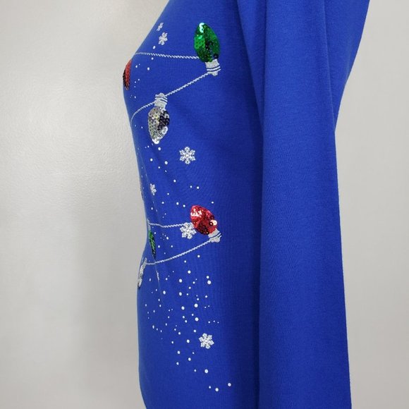 Karen Scott Fun Christmas Holiday Knit Top With Christmas Lights NWT Size SP - Picture 4 of 9